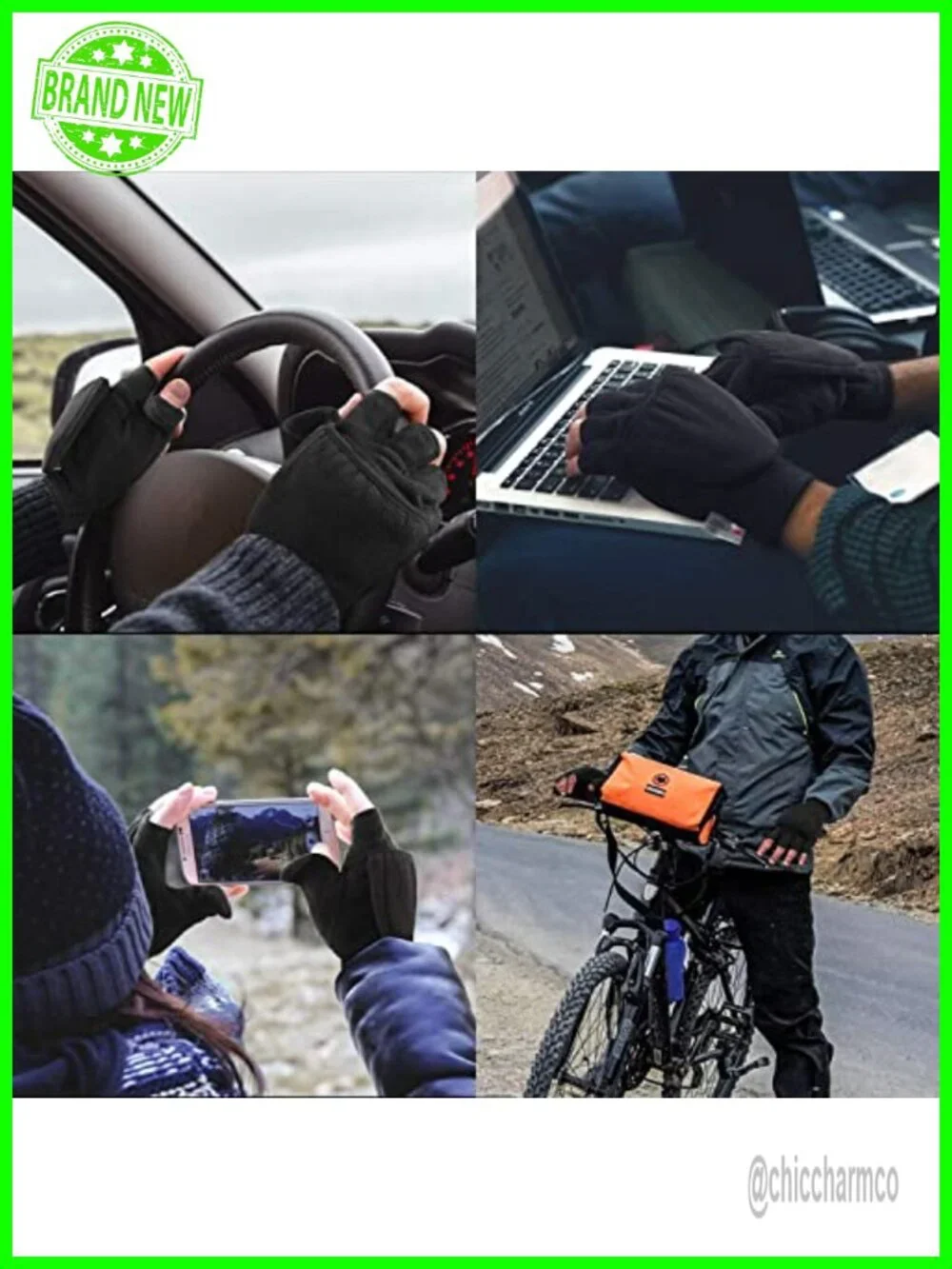 Convertible Fingerless Gloves Mittens with Flap Touch Screen